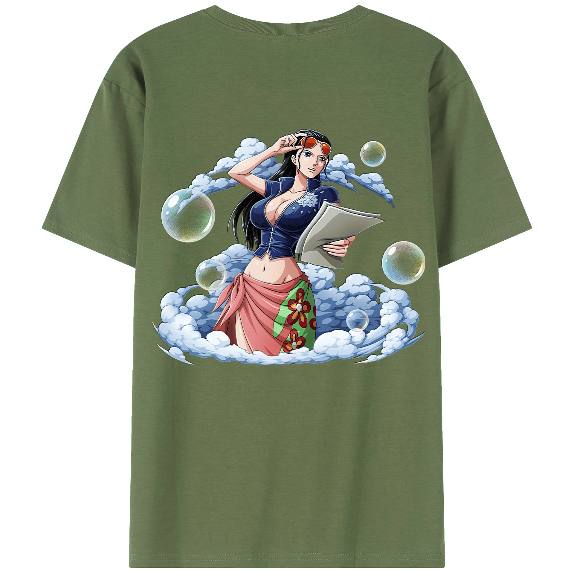 ワンピース ニコ・ロビン ONE PIECE Nico Robin 綿100％ メンズ半袖Tシャツ（バックプリント） 通気性